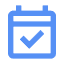 blue calendar with checkmark icon